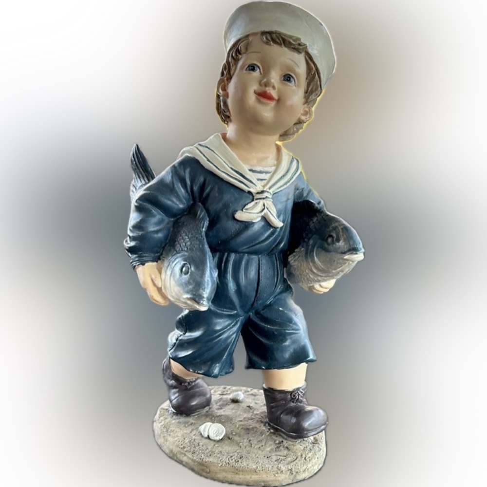 Figurine 9 inch Little Boy Fish
